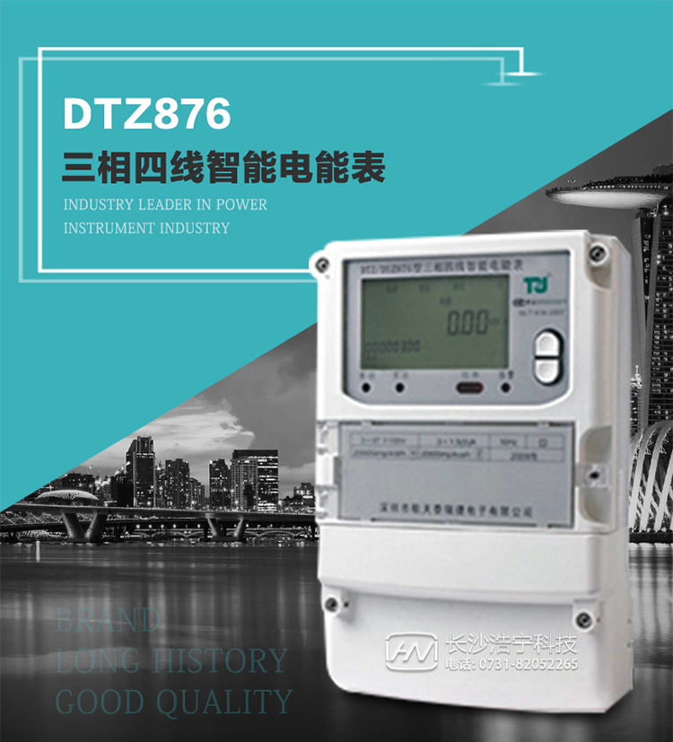 DTZ876型智能電能表是采用大規(guī)模集成電路，應用數(shù)字采樣處理技術(shù)及SMT工藝，根據(jù)工業(yè)用戶實際用電狀況所設(shè)計制造的具有現(xiàn)代先進水平的儀表。
該表性能指標符合GB/T 17215.321-2008《交流電測量設(shè)備 特殊要求》第21部分靜止式有功電能表（1級和2級）、GB/T 17215.322-2008《交流電測量設(shè)備 特殊要求》第22部分靜止式有功電能表（0.2S級和0.5S級）國家標準和DL/T 614–2007《多功能電能表》標準，其通信符合DL/T645–2007《多功能電能表通信協(xié)議》的要求，并兼容DL/T645–1997《多功能表通信規(guī)約》的要求，可根據(jù)功能定制需求符合多功能電能表的各項技術(shù)要求。