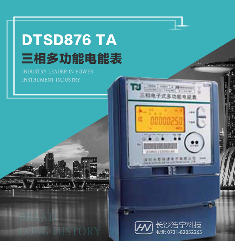 產(chǎn)品型號：DTSD876 TA型三相多功能電能表
精度等級：有功0.5S級 1級；無功2級 
額定電壓： 3×100V 3×57.7/100V 3×220/380V 
額定電流： 1(2)A～30(100)A 
頻 率： -40℃～+70℃ 
工作溫度：≤0.5S 
顯示方式： ≥1000mAh 
整機功耗： ≥10年 
重量： 約2.4kg 
外形尺寸： 293mm×175mm×80mm